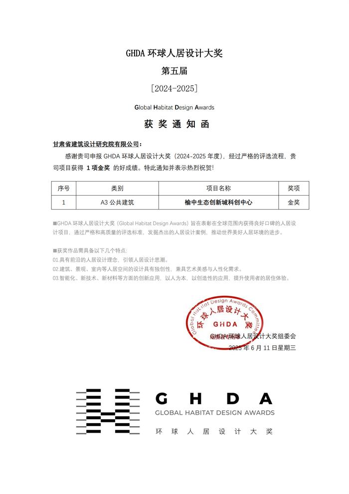 1750331019384861.jpg 【获奖通知】 GHDA to 甘肃省建筑设计研究院有限公司_2.jpg